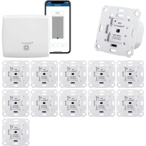 Homematic IP Rollladensteuerung für 12 Rollläden. Smart Home Set mit App zur Automatisierung der Rollläden. Ideal zur Nachrüstung. Alexa kompatibel.