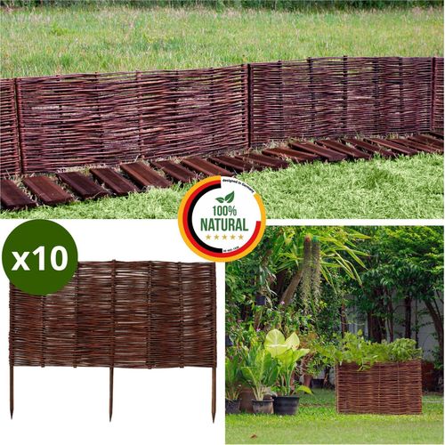 Floranica 10 Stück Beetbegrenzung aus Weide 40 cm x 100 cm Rasenkante aus Weidengeflecht Beeteinfassung Rasenkante Beetzaun Weidenzaun