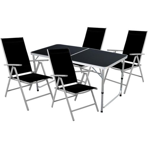Outdoor Camping Sitzgarnitur 5-teilig silbergrau/schwarz