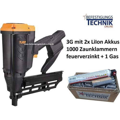 TJEP FS-40 GAS 3G Zaunklammergerät inkl. Gas + 1000 Zaunklammern 40mm Krampen für Wild Zaun KL-89.2