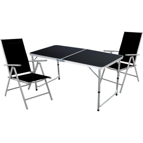 Outdoor Camping Sitzgarnitur 3-teilig silbergrau/schwarz