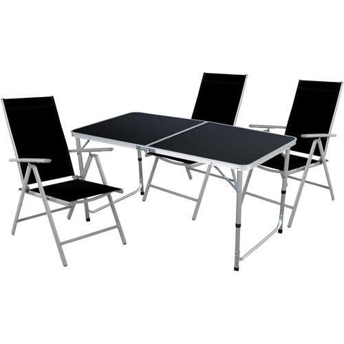 Outdoor Camping Sitzgarnitur 4-teilig silbergrau/schwarz