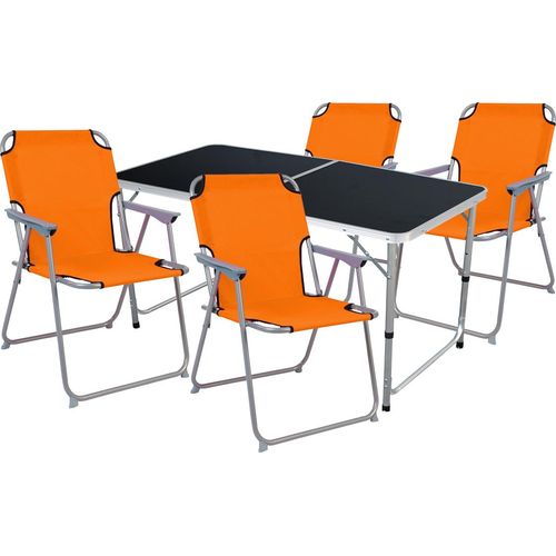 5-teiliges Campingmöbel Set Black Alu 120x60x58/70cm orange