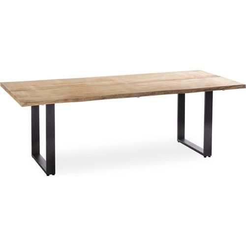 Gartentisch Solido 240x95 Tischplatte Teak Baumkante Profilkufe Alu Anthrazit