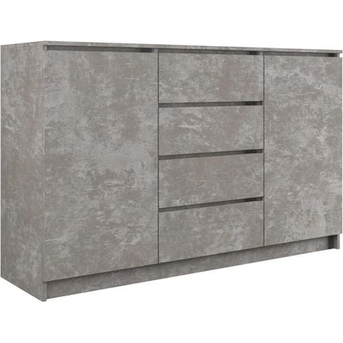 Kommode mit 4 Schubladen 2 Schränke 120cm Klamotenschrank Sideboard Anrichte hol