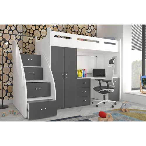 Etagenbett Hochbett Spielbett Kinderbett mit Matratze und Schublade Doppelstockbett ZUZIA PLUS 200x80