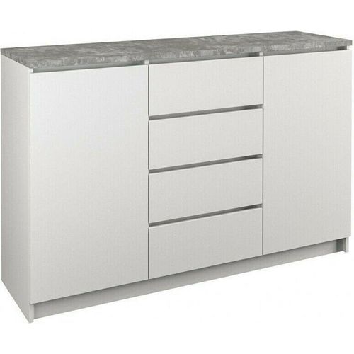 Kommode mit 4 Schubladen 2 Schränke 120cm Klamotenschrank Sideboard Anrichte hol