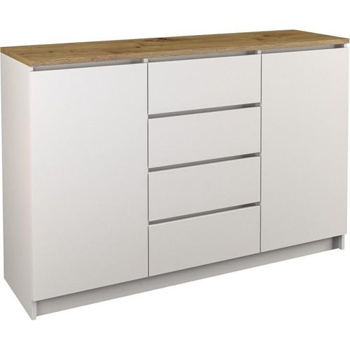 Kommode mit 4 Schubladen 2 Schränke 120cm Klamotenschrank Sideboard Anrichte hol