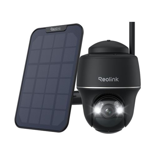 Reolink Argus PT+Solarpanel, 2K+ 5MP PTZ Solar/Akku-Überwachungskamera Outdoor 2,4/5GHz WiFi, Personen/Fahrzeugerkennung, 2-Wege-Audio, Schwarz