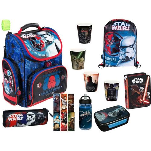 Star Wars Schulranzen Set 17-teilig mit Schüleretui, Turnbeutel, Schlamper, Brotdose, Trinkflasche und mehr