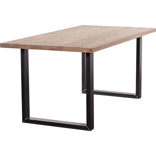 MASSIVHOLZ ESSTISCH BROADWAY | grau geölt, Stahl U-Profil | 160x90 cm