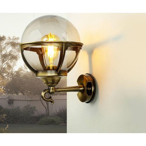 Wandleuchte außen Garten Terrasse IP43 E27 Messing massiv Vintage Außenleuchte Wand