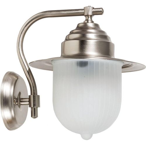 Außenwandleuchte E27 IP23 Nickel Terrasse Haus Messing Maritim Außenlampe Wand