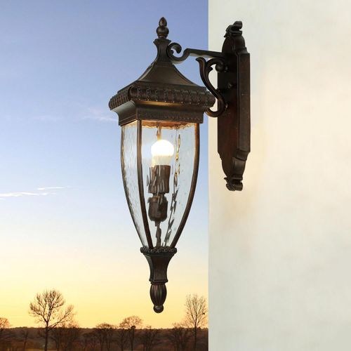 Außenlampe Wand Bronze IP44 E14 Glas Metall Vintage Außenwandlampe Terrasse Hof
