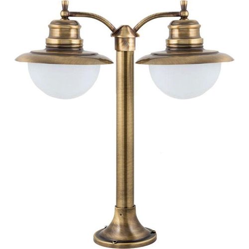Stehleuchte außen IP23 E27 55 cm Echt-Messing Maritim Stehlampe außen Hof Haus