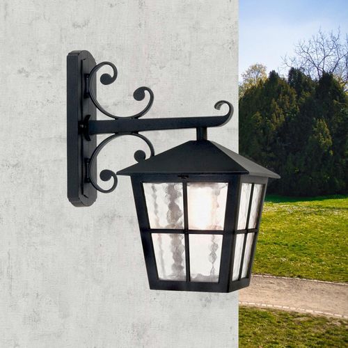 Außenwandleuchte IP43 Schwarz E27 Glas Aluminium Rustikal Wandleuchte außen Haus Terrasse