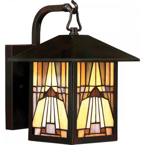 Wandleuchte außen Gelb Bronze IP44 E27 Glas Metall Tiffany Stil Außenwandleuchte Haus Garten