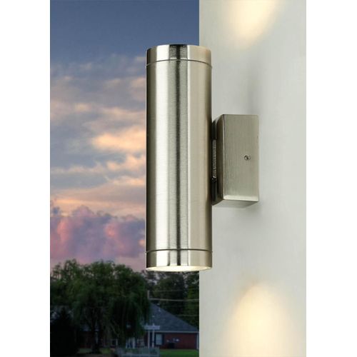Wandlampe außen Up Down GU10 IP64 Nickel Terrasse Haus Messing massiv Modern Außenleuchte Wand