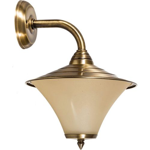 Außenleuchte Wand IP23 E27 Creme Glas Messing massiv Rustikal Garten Terrasse Wandlampe außen