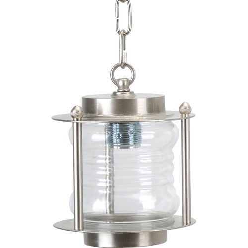 Hängeleuchte außen Nickel IP23 E27 Glas Messing Maritim Außenleuchte Garten Terrasse