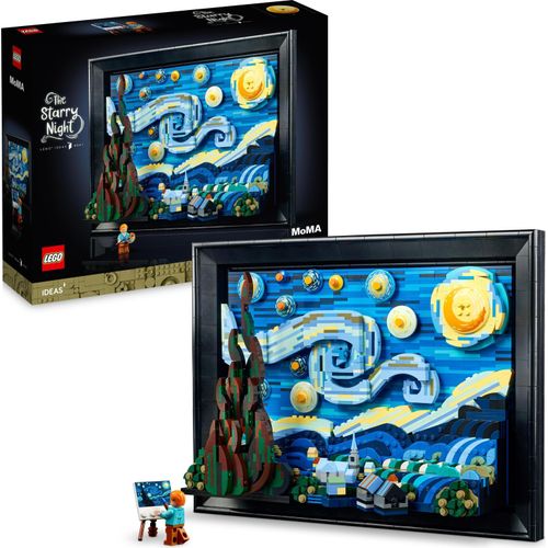 LEGO Ideas Vincent van Gogh – Sternennacht kreatives Bastelset für Erwachsene, einzigartige 3D-Wanddeko mit Künstler-Minifigur 21333