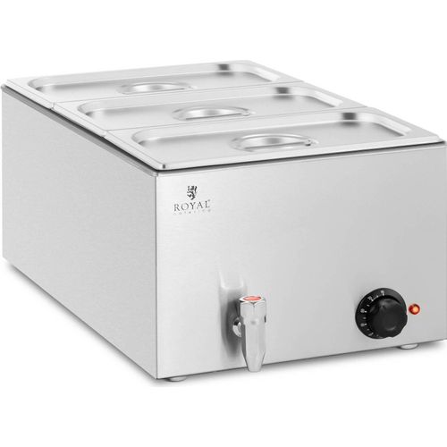 Royal Catering Bain Marie - 600 W - 3 GN 1/3 - Ablasshahn