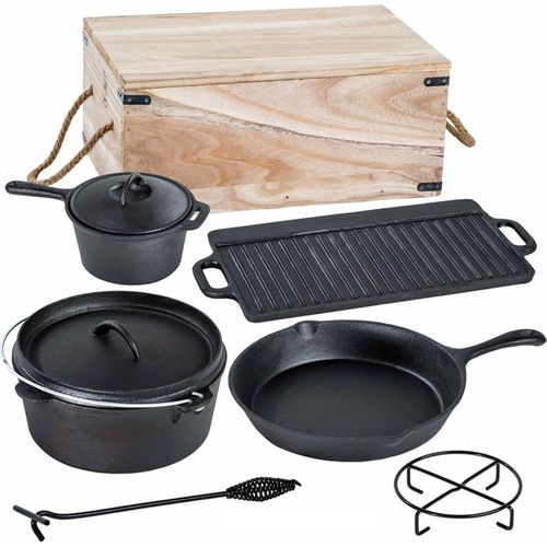 Outdoor Camping Gusseisen-Kochset Kochtopf Pfanne Kochgeschirr