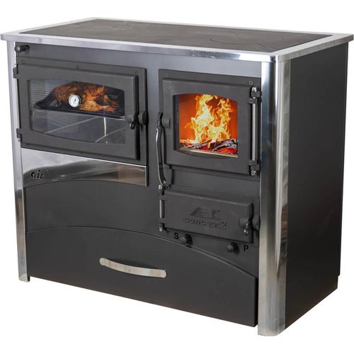 Kaminofen mit Backfach und Herdplatte ABC Concept 2 Air Links Mehrfachbelegung Holzofen 11,6 kW Kamin Ofen Holz Werkstattofen Schwedenofen Hüttenofen