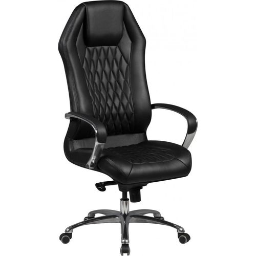 Bürostuhl MONTEREY Echt-Leder Schwarz Schreibtischstuhl 120KG Chefsessel hohe Rückenlehne mit Kopfstütze X-XL