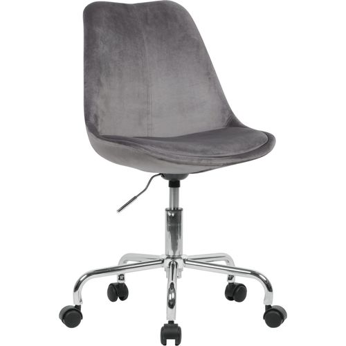 Schreibtischstuhl Dunkelgrau Samt | Design Drehstuhl mit Lehne | Arbeitsstuhl mit 110 kg Maximalbelastung | Schalenstuhl mit Rollen | Stuhl drehbar