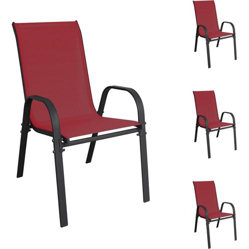 Stapelstuhl Metall - Textilen Farbe Anthrazit - Bordeauxrot