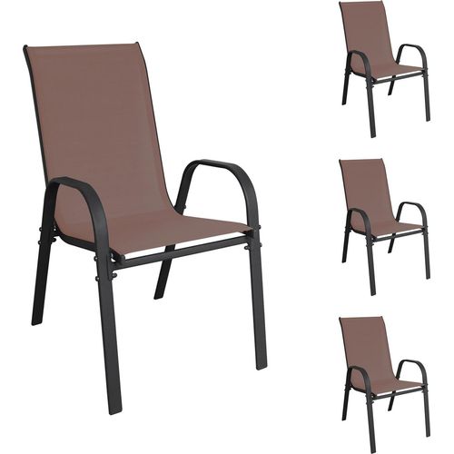 Stapelstuhl Metall - Textilen Farbe Anthrazit - Braun