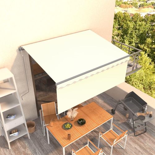 Sonnenschutz Markise CLORIS, Anti-UV Balkonmarkise Gelenkarmmarkise Automatisch mit Volant 3x2,5 m Creme
