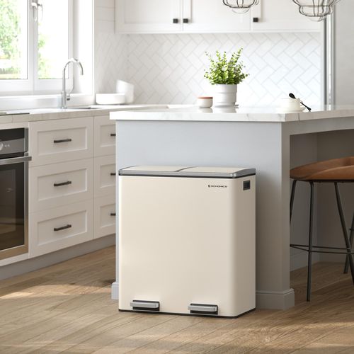 SONGMICS Mülleimer Mülltrennsystem, mit 2 Fächern, 2 x 30 L, Küche