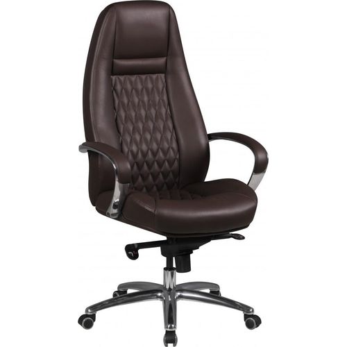 Bürostuhl AUSTIN Echt-Leder Braun Schreibtischstuhl 120 KG Chefsessel hohe Rückenlehne mit Kopfstütze X-XL