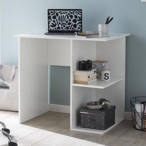 Computertisch WL5.757 Weiß Schreibtisch 82 x 60 x 76 cm | Kleiner Laptop PC Tisch Büro ohne Rollen | Bürotisch mit Ablage | Arbeitstisch Klein Nähtisch Kurz Modern