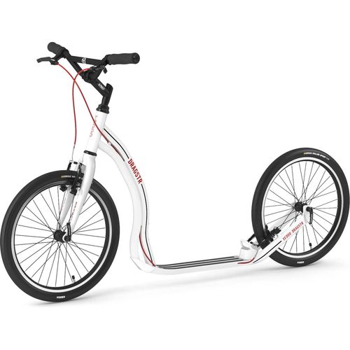 Yedoo Dragstr Sport Alloy Roller Scooter Tretroller - für Erwachsene und Teenager, bis 150 kg, mit Luftreifen 20/20 und verstellbarem Lenker Weiß
