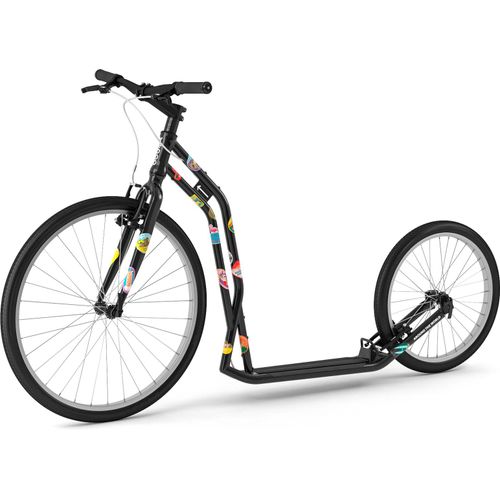 Yedoo Around The World 2620 Roller Scooter Tretroller - für Erwachsene und Teenager, bis 130 kg, mit Luftreifen 26/20 und verstellbarem Lenker Schwarz