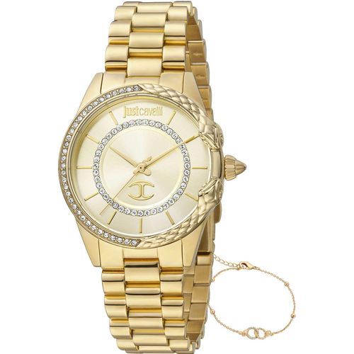 Just Cavalli JC1L095M0255 Damen-Armbanduhr, Gold-Gehäuse, Metall-Armband