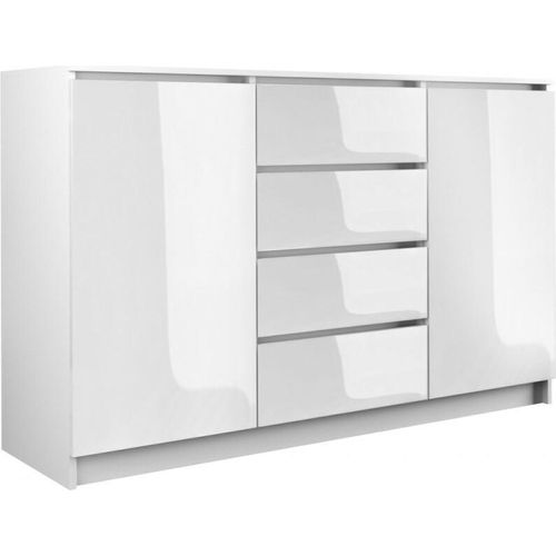 Kommode mit 4 Schubladen 2 Schränke 140cm Klamotenschrank Sideboard Anrichte hol