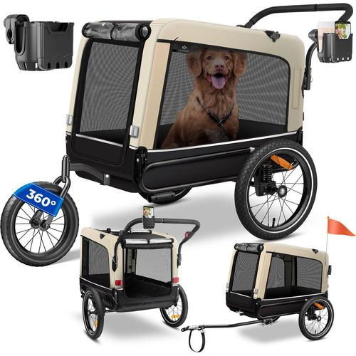 KESSER® Hundeanhänger Boxer 3-in-1 Hundebuggy & Jogger Fahrradanhänger groß ca. 240 Liter Volumen, gefedert, 360° Grad Vorderrad, 600D Oxford Canvas, SmartSpace Concept, maximale Belastbarkeit: 40 kg