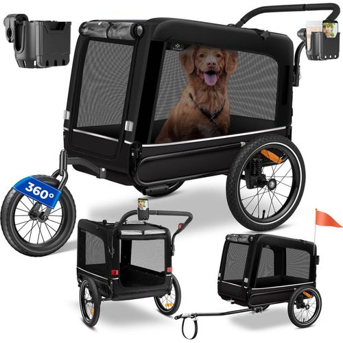 KESSER® Hundeanhänger Boxer 3-in-1 Hundebuggy & Jogger Fahrradanhänger groß ca. 240 Liter Volumen, gefedert, 360° Grad Vorderrad, 600D Oxford Canvas, SmartSpace Concept, maximale Belastbarkeit: 40 kg