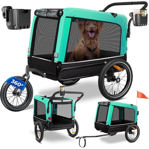 KESSER® Hundeanhänger Boxer 3-in-1 Hundebuggy & Jogger Fahrradanhänger groß ca. 240 Liter Volumen, gefedert, 360° Grad Vorderrad, 600D Oxford Canvas, SmartSpace Concept, maximale Belastbarkeit: 40 kg