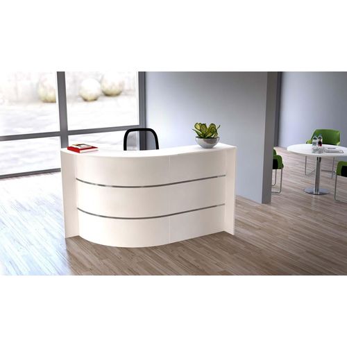 Bari Empfangstheke175x95 cm, gebogen, Weiß, LED-Beleuchtung:mit LED-Beleuchtung