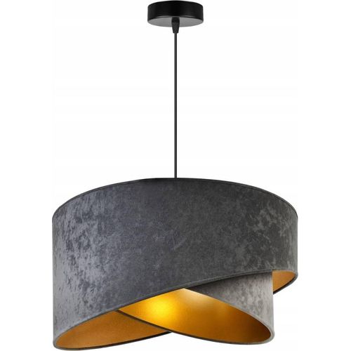 Milan Lampenschirm Hängelampe Hängeleuchte - Deckenlampe Industrial - Pendelleuchte aus Metall mit Lampenschirm aus Velours - Grau und Hellgrau