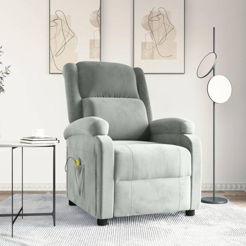 Massagesessel Hellgrau Samt