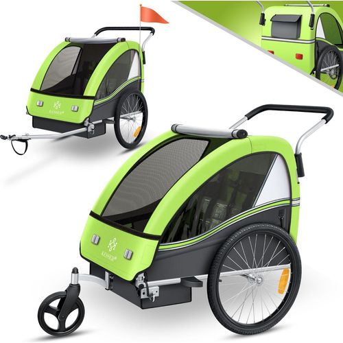 KESSER® Kinderanhänger Fahrradanhänger Sport-RX 2 in 1 Joggerfunktion Kinderfahrradanhänger + 5-Punkt Sicherheitsgurt 360°-Vorderrad Jogger Buggy Fahrrad Anhänger für 1 bis 2 Kinder max. 40kg