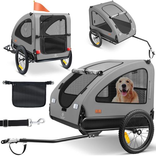 KESSER® Hundeanhänger Boxer 2-in-1 Hundebuggy Fahrradanhänger groß ca. 250L Volumen - Inkl. Fahne und Tasche - 600D Oxford Canvas, Klappbar SmartSpace Concept, maximale Belastbarkeit: 45kg
