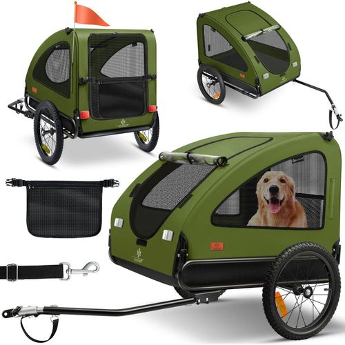 KESSER® Hundeanhänger Boxer 2-in-1 Hundebuggy Fahrradanhänger groß ca. 250L Volumen - Inkl. Fahne und Tasche - 600D Oxford Canvas, Klappbar SmartSpace Concept, maximale Belastbarkeit: 45kg