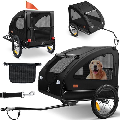 KESSER® Hundeanhänger Boxer 2-in-1 Hundebuggy Fahrradanhänger groß ca. 250L Volumen - Inkl. Fahne und Tasche - 600D Oxford Canvas, Klappbar SmartSpace Concept, maximale Belastbarkeit: 45kg